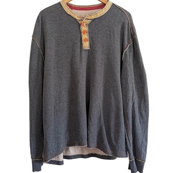 CARBON2COBALT | Men's Dark Heather Gray 3 button Henley Contrast collar | XL - Picture 1 of 9